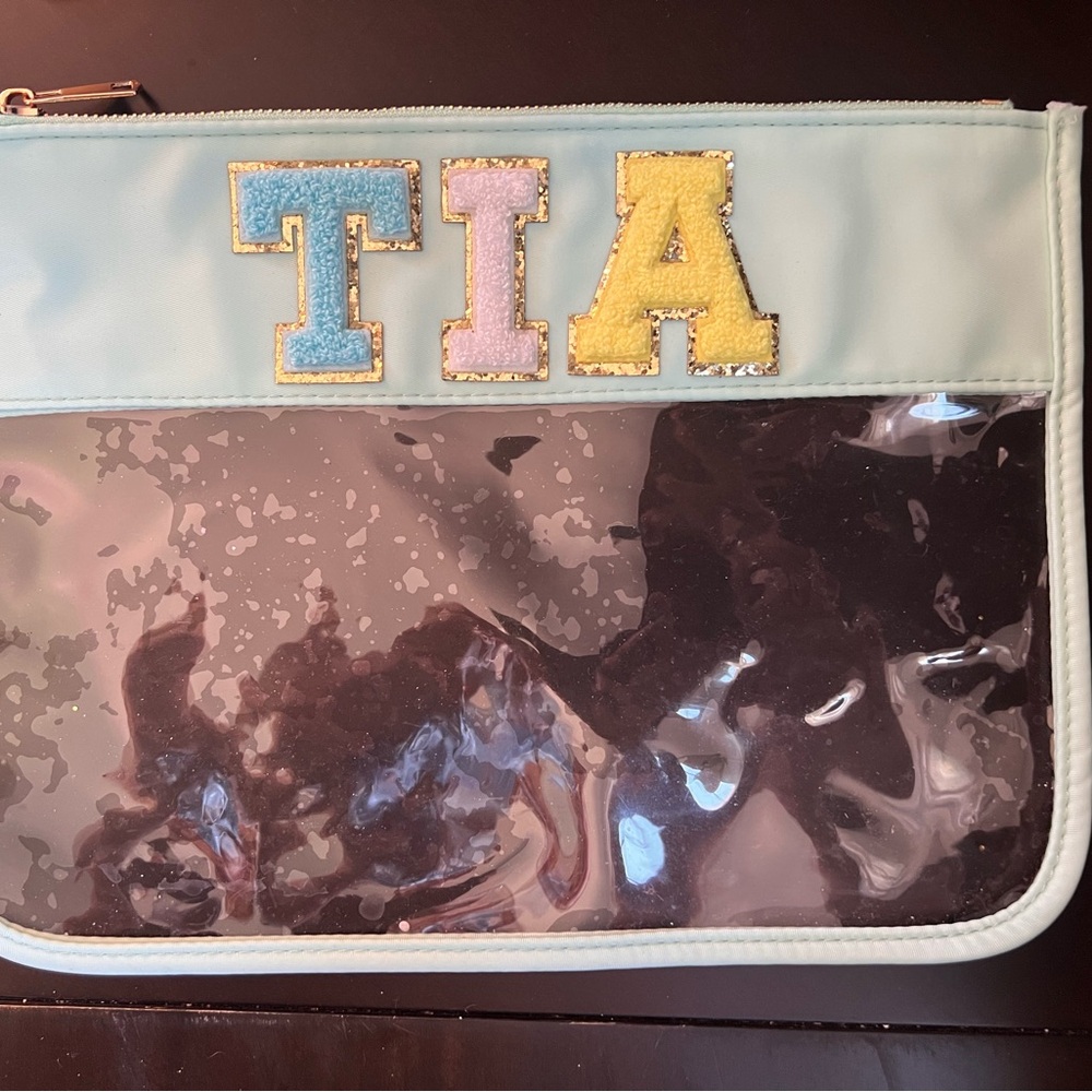 Clear Pouch with Pastel Lettering